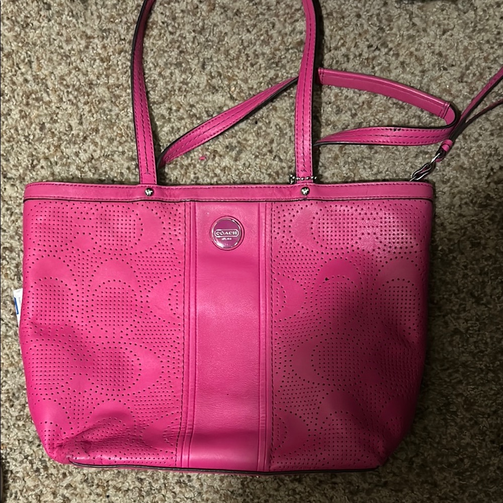 Coach Pink Perforated Tote Bag